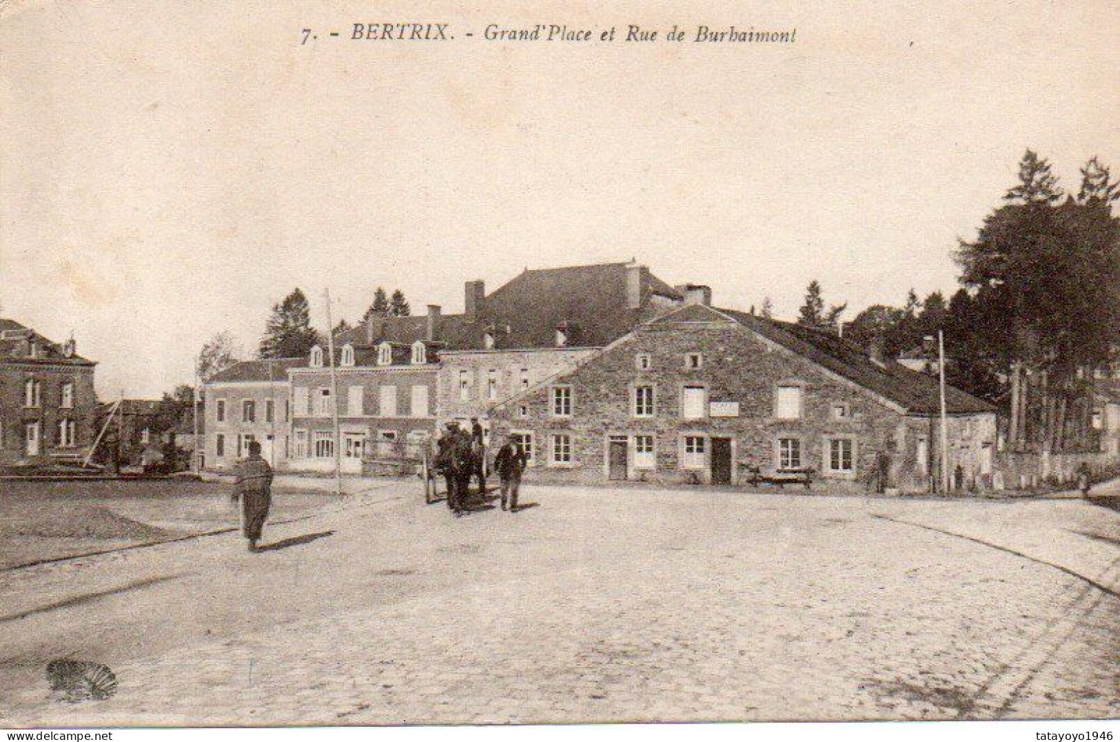 Bertrix  Très Rare Grzand'place Et Rue De Burhaimont Aves Attelage Voyagé En 1930 - Bertrix