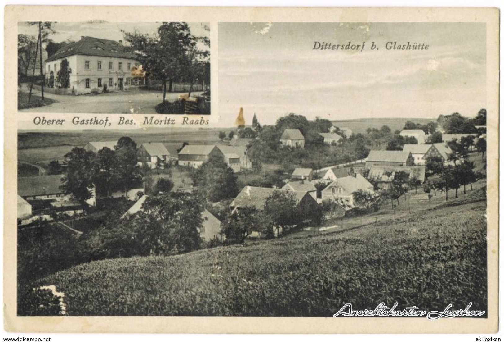 Dittersdorf (Glashütte)-Glashütte 2 Bild: Gasthof Und Dorfpartie 1933  - Glashütte