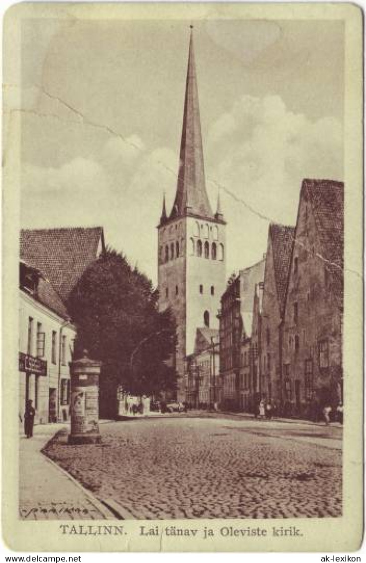 Postcard Reval Tallinn (Ревель) Straße Mit Kirche 1924 - Estland
