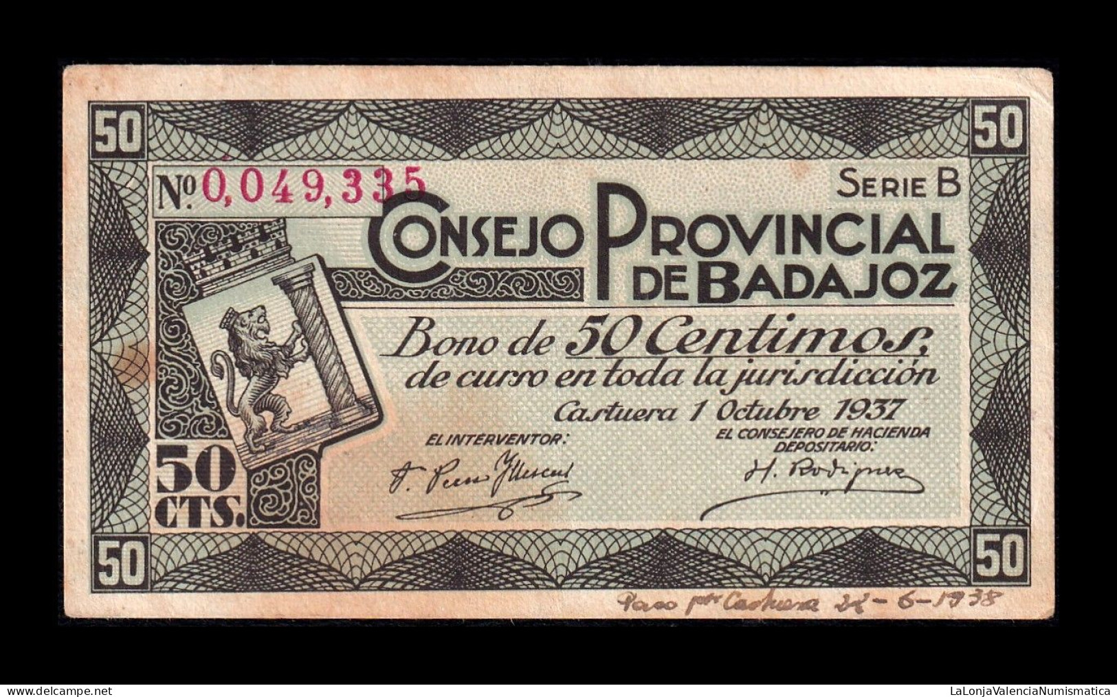 España Spain Billete Local Badajoz 50 Céntimos 1937 Mbc Vf - Sonstige & Ohne Zuordnung