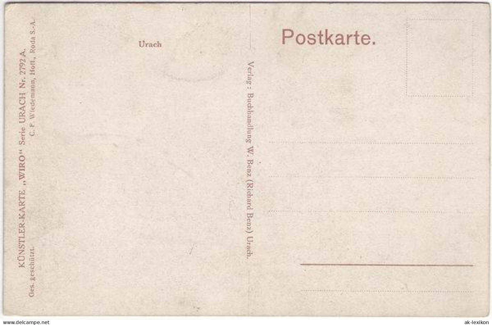 Ansichtskarte Bad Urach Totalansicht (Künstlerkarte &#34;Wiro&#34;) 1916 - Bad Urach