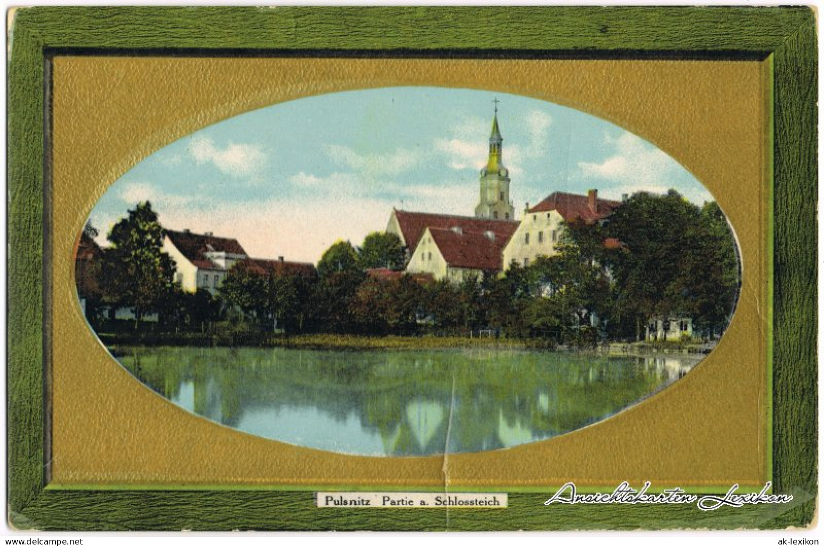 Ansichtskarte Pulsnitz Połčnica Partie Am Schlossteich 1914  - Pulsnitz