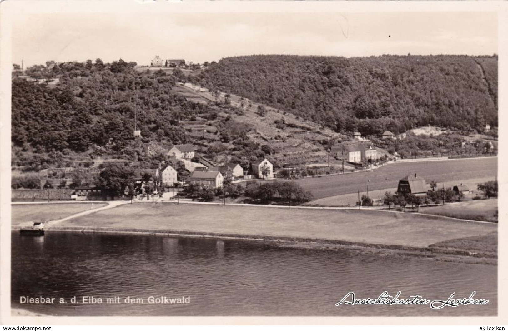 Ansichtskarte Diesbar (Elbe)-Nünchritz (Elbe) Stadt, Elbe Und Golkwald 1933  - Diesbar-Seusslitz