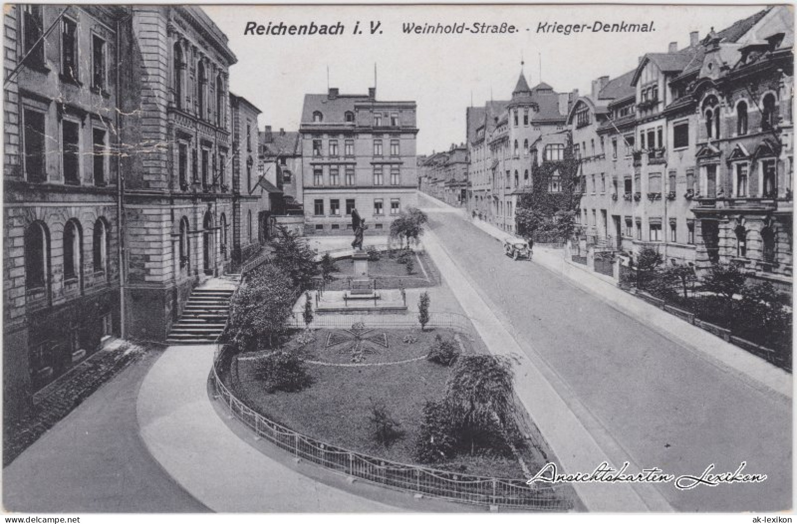 Ansichtskarte Reichenbach (Vogtland) Weinholdstraße Und Kriegerdenkmal 1924  - Reichenbach I. Vogtl.