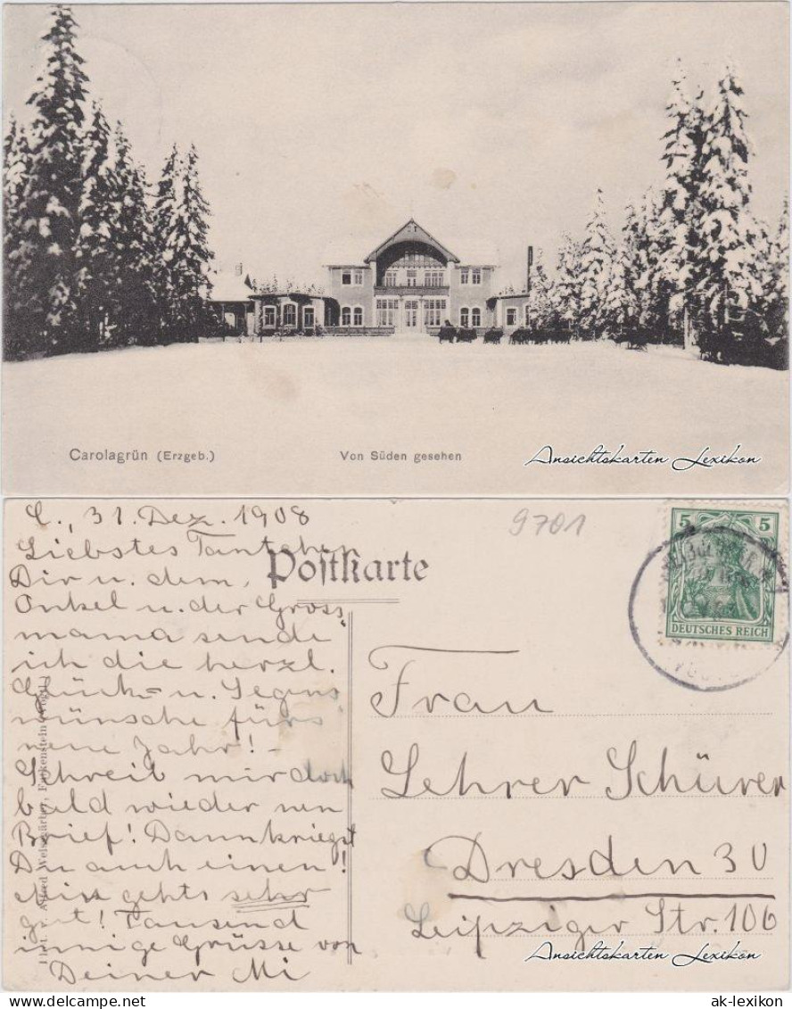 Carolagrün-Auerbach (Vogtland) Im Winter, Von Süden Gesehen 1908  - Auerbach (Vogtland)