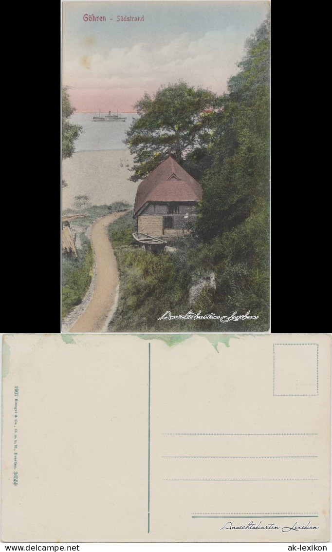 Ansichtskarte Göhren (Rügen) Fischerhaus, Strand Und Dampfer 1907  - Goehren