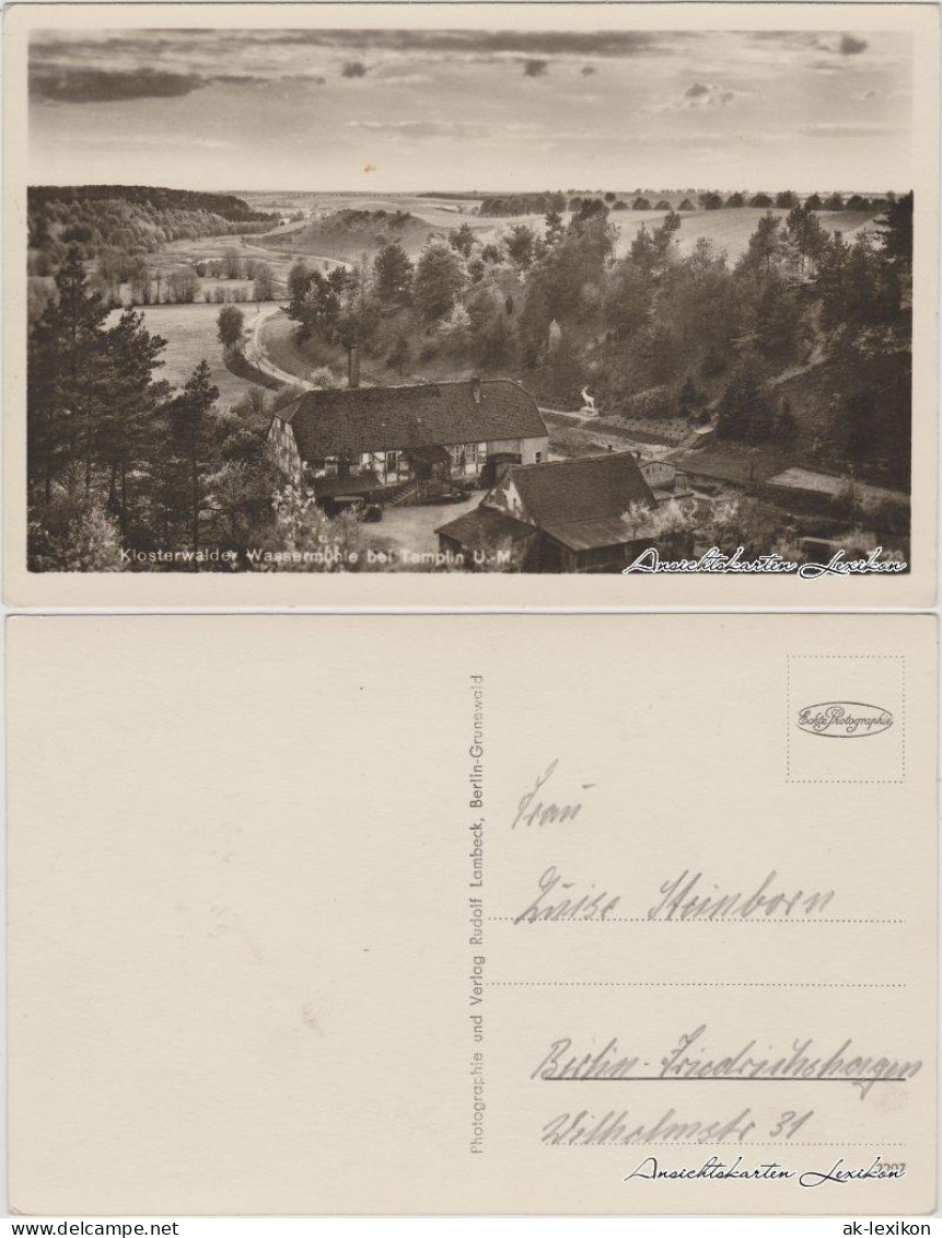 Ansichtskarte Templin Klosterwalder Wassermühle 1930  - Templin