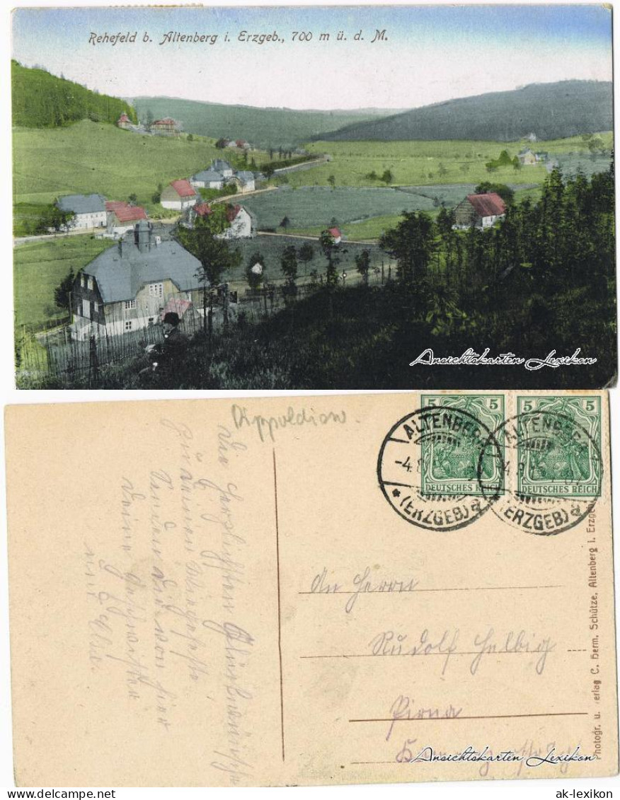 Ansichtskarte Rehefeld-Altenberg (Erzgebirge) Panorama 1919 - Rehefeld