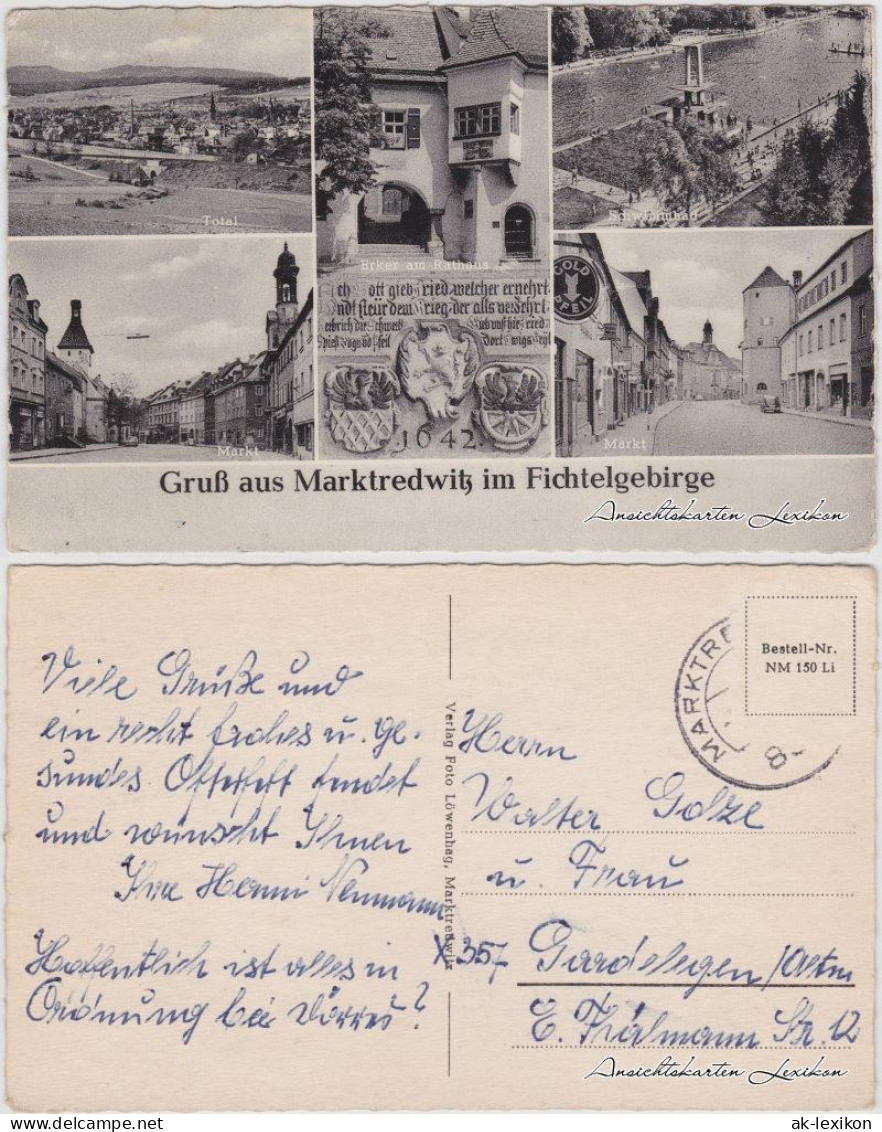 Marktredwitz Mehrbildkarte: Markt, Schwimmbad, Erker Am Rathaus 1960 - Marktredwitz