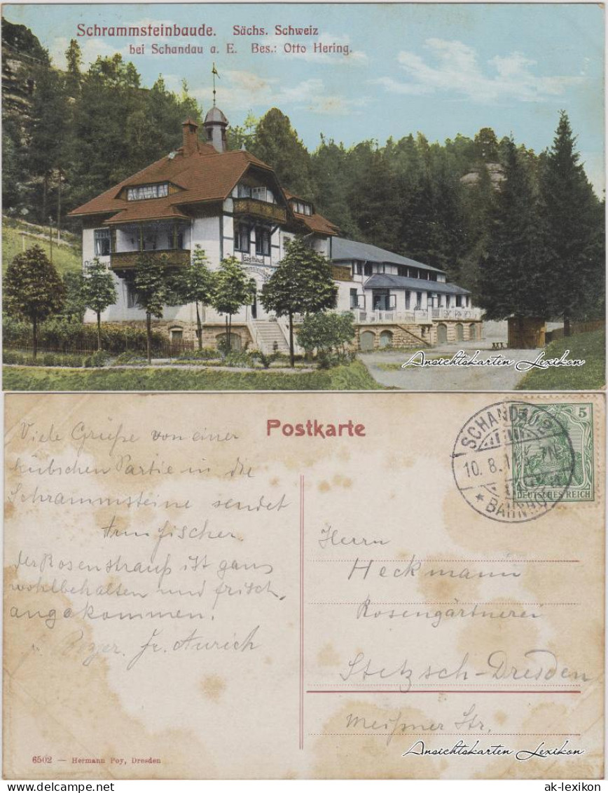 Ansichtskarte Kirnitzschtal-Sebnitz Schrammsteinbaude 1911  - Kirnitzschtal