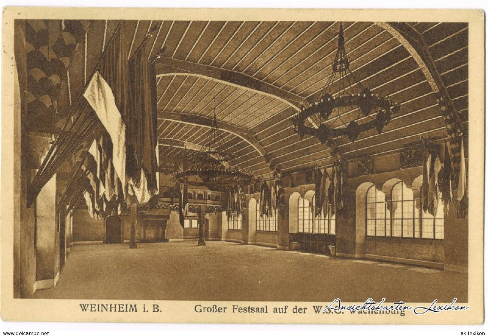 Weinheim (Bergstraße) Wachenburg - Geschmückter Festasaal 1926  - Weinheim