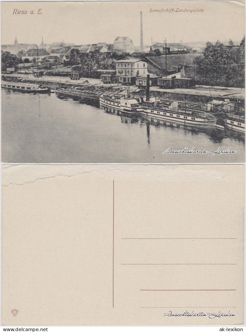 Ansichtskarte Gröba-Riesa Dampfschifflandeplatz Und Fabrikanlagen 1914  - Riesa