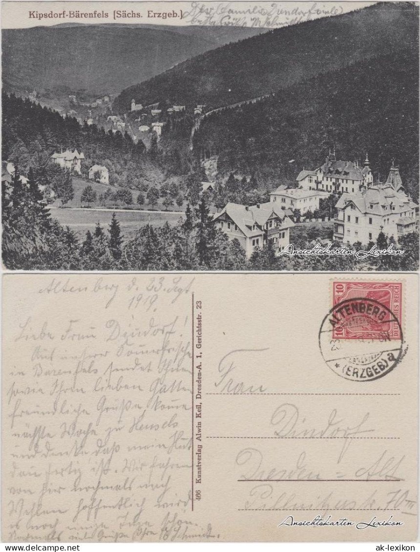 Ansichtskarte Kipsdorf-Altenberg (Erzgebirge) Panorama 1923  - Kipsdorf