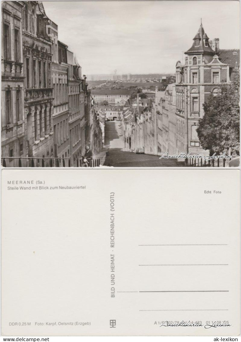 Ansichtskarte Meerane Straße, Steile Wand Mit Blick Zum Neubauviertel 1978  - Meerane