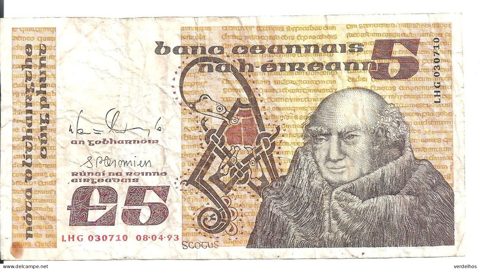 IRELANDE 5 POUNDS 1993 VG++ P 71 E - Irland