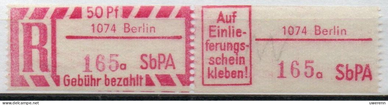 DDR Einschreibemarke Berlin SbPA Postfrisch, EM2B-1074aII, PU+ Zh - Etiquettes De Recommandé