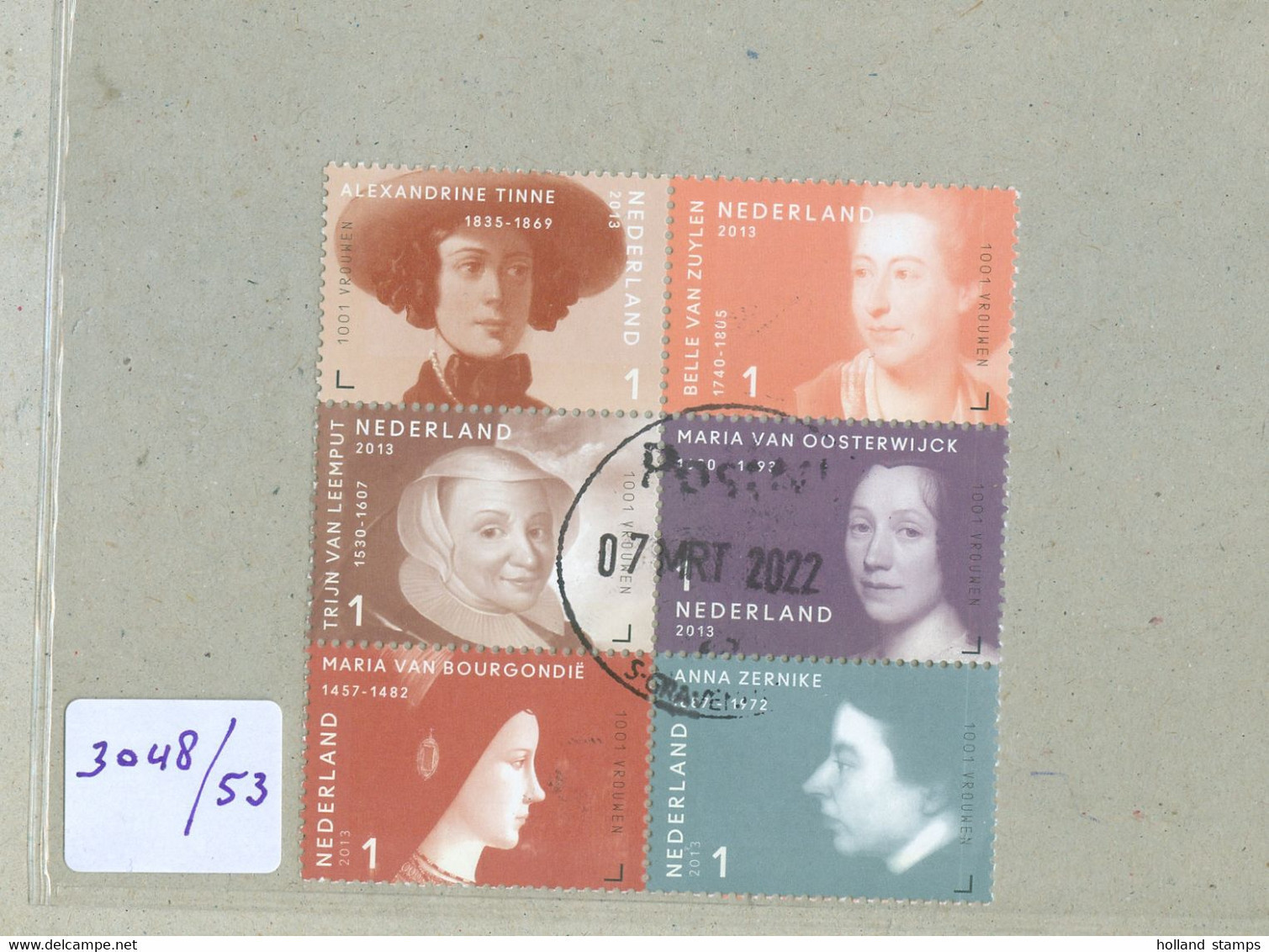 NEDERLAND * 2013 * NVPH 3048 - 3053 * In Blok Van 6 *  POSTFRIS GESTEMPELD * - Usati