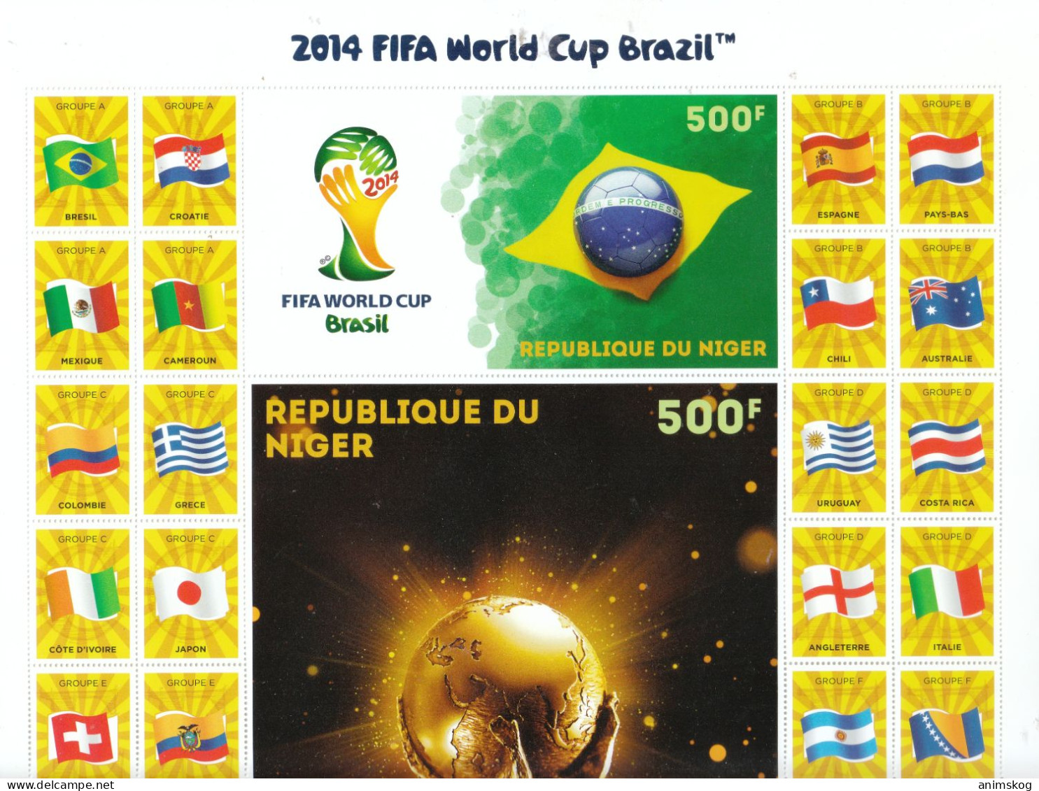 Guinea-Bissau 2014**, Fußball-WM Brasilien, Großbogen 2x A4, Kaktus / Guinea-Bissau 2014, MNH, Soccer World Championship - Cactusses