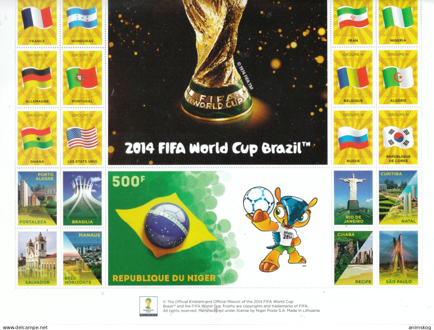 Guinea-Bissau 2014**, Fußball-WM Brasilien, Großbogen 2x A4, Kaktus / Guinea-Bissau 2014, MNH, Soccer World Championship - Cactusses