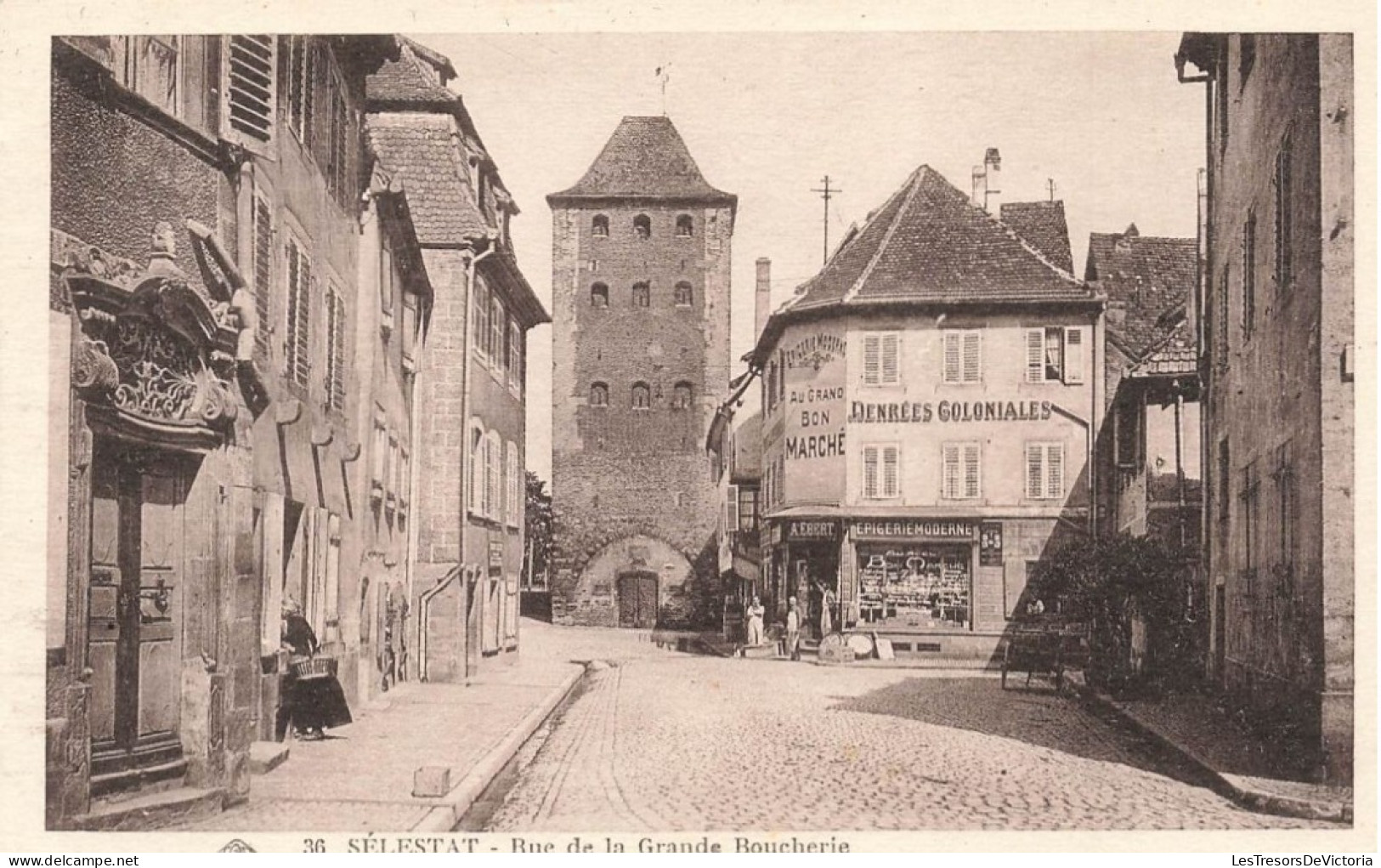 FRANCE - Sélestat - Rue De La Grande Boucherie - Au Grand Bon Marché- Carte Postale Ancienne - Selestat