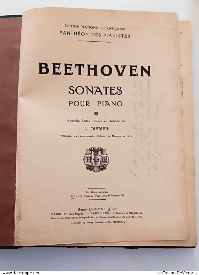 Livre De Partitions - Beethoven - Sonates Pour Piano - Nouvelle édition Revue Et Doigtée Par L. Diemer - Dim:23/30cm - Partitions Musicales Anciennes