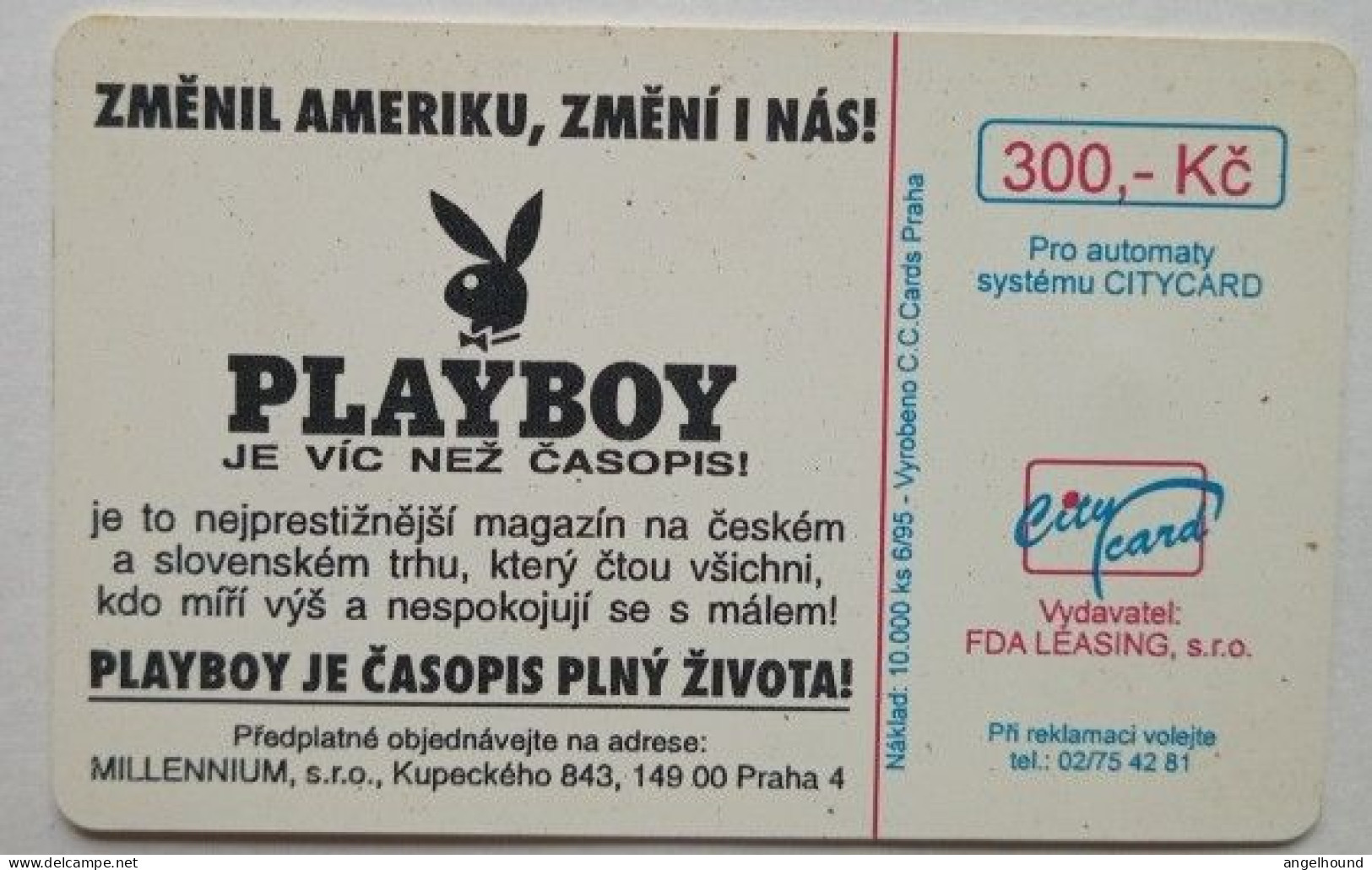 Czech Republic 300 KC City Card - Playboy - Tchéquie