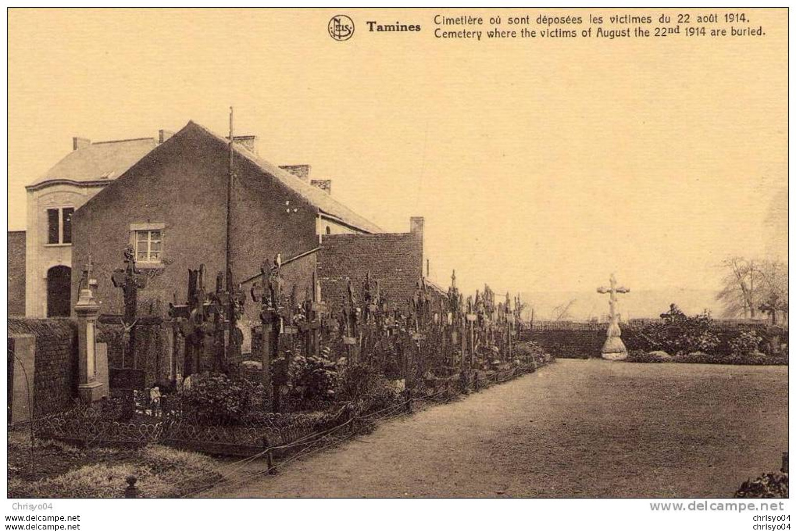 BELGIQUE TAMINES CIMETIERE OU SONT DEPOSEES LES VICTIMES  DU 22/08/1914 - Sambreville