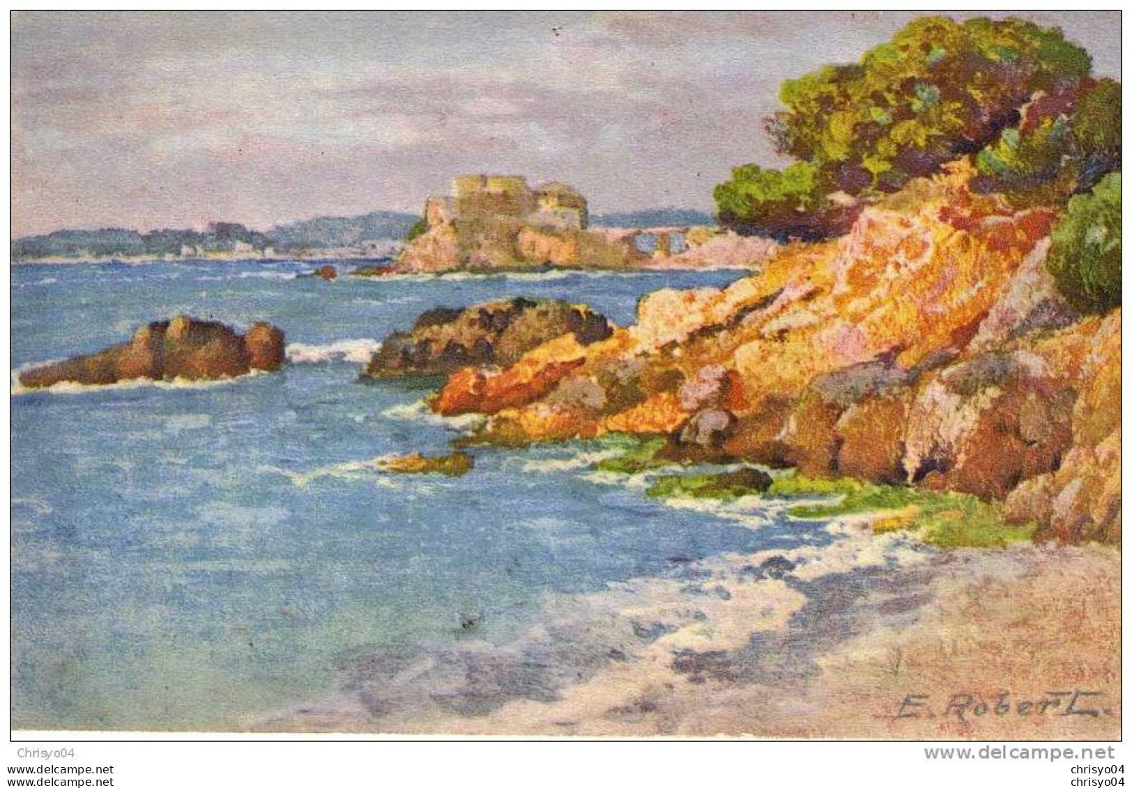 < ILLUSTRATEUR ROBERT ENVIRON DE ISTRES PAYSAGE MARIN - Robert