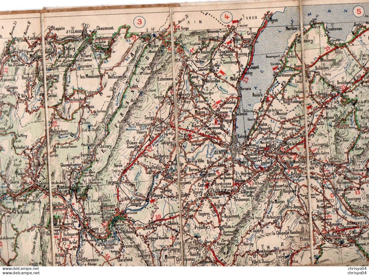 3V10Mq   Carte Michelin TOILEE Ancienne N°29 Suisse Genéve à Annecy - Roadmaps