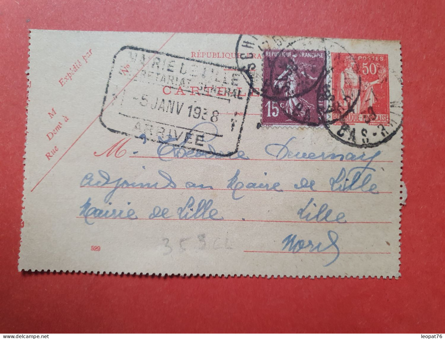 Entier Postal + Complément De Barembach Pour Lille En 1938 - Réf 3077 - Cartes-lettres