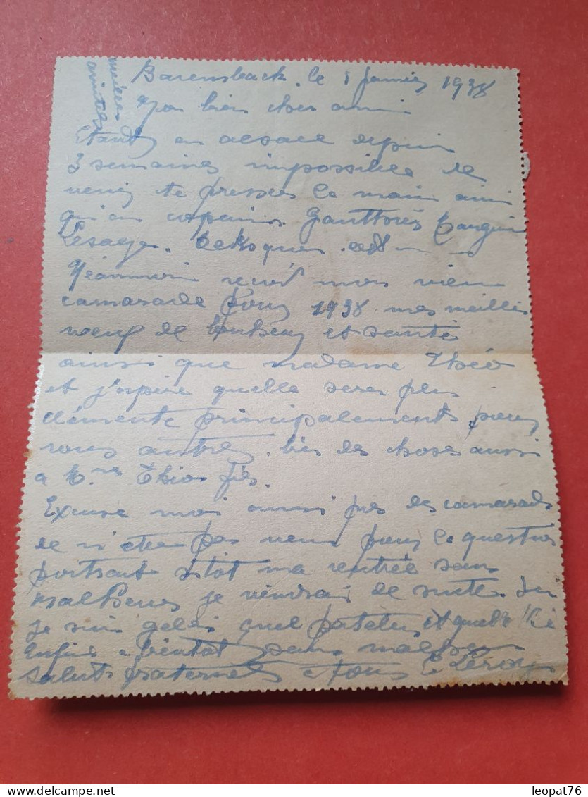 Entier Postal + Complément De Barembach Pour Lille En 1938 - Réf 3077 - Letter Cards