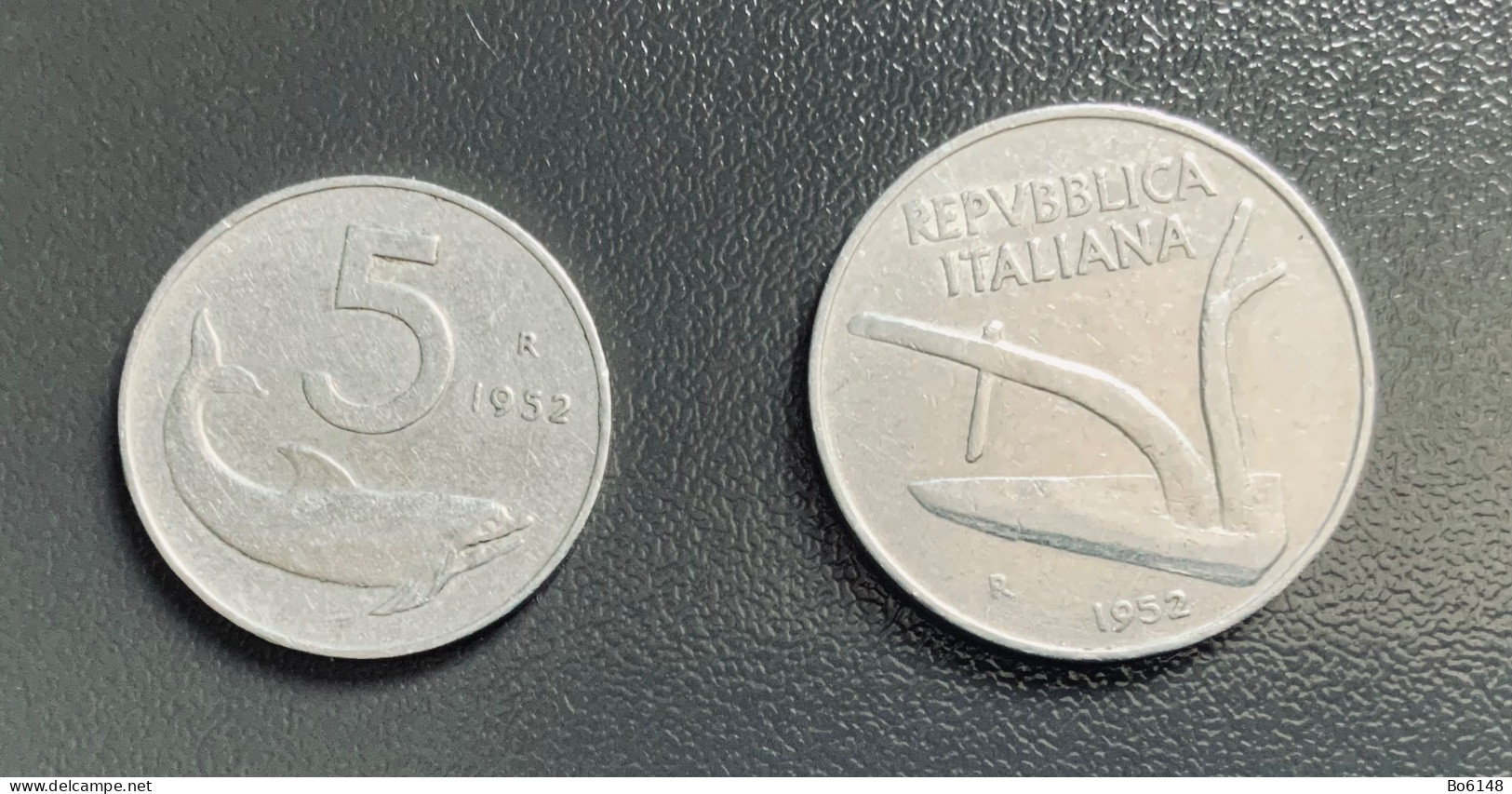 ITALIA - 1952 - 5 Lire Delfino + 10 Lire Spiga - 5 Lire