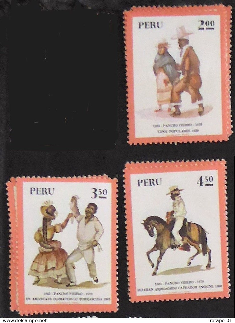 Peru/Pérou  1973  YT N°PE 592,94-95 170e Anniv Naiss Peintre Pancho Fierro (3val) - N** Cote 2.75€ - Pérou