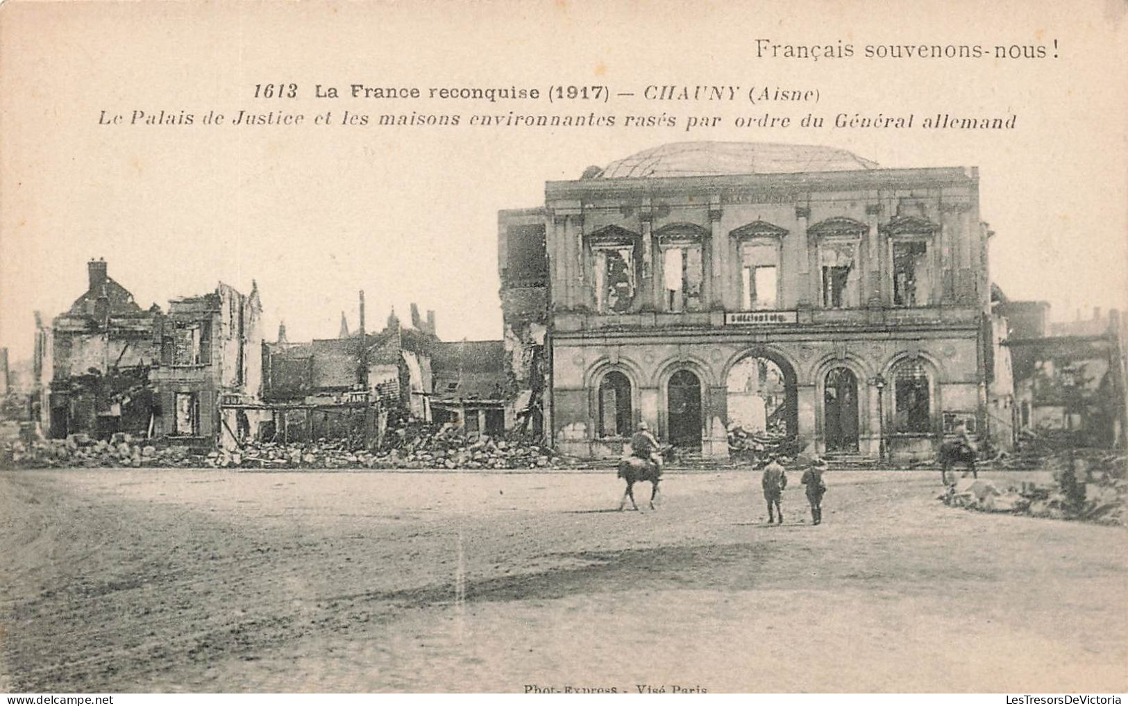 FRANCE - Chauny - Le Palais De Justice Et Les Maisons Environnantes Rasés - Carte Postale Ancienne - Chauny