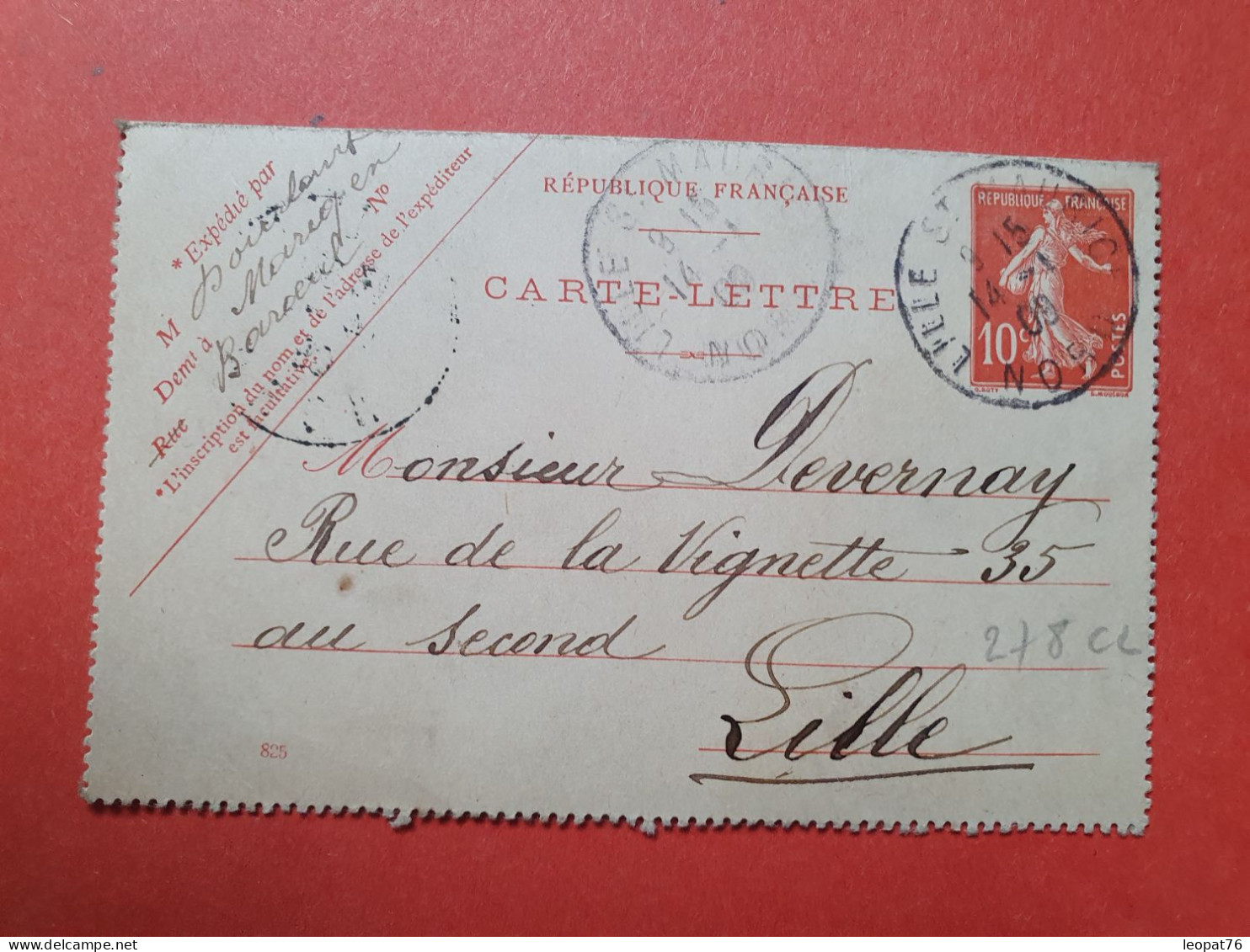 Entier Postal De Marcq En Bareuil Au Départ De Lille Pour Lille En 1909 - Réf 3078 - Cartoline-lettere