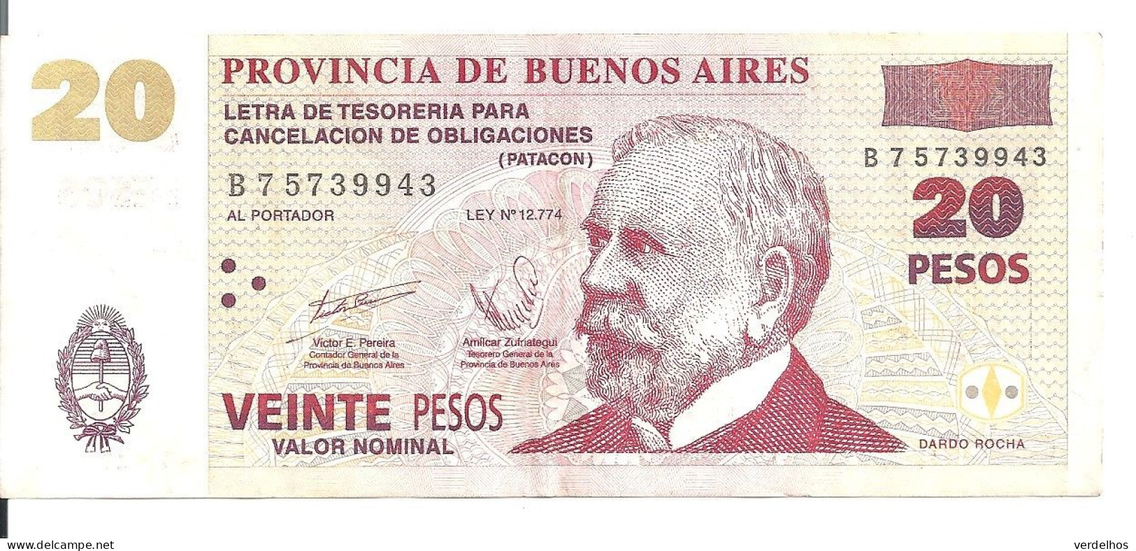 ARGENTINE 20 PESOS Provincia De Buenos Aires 2001 VF+ - Argentine