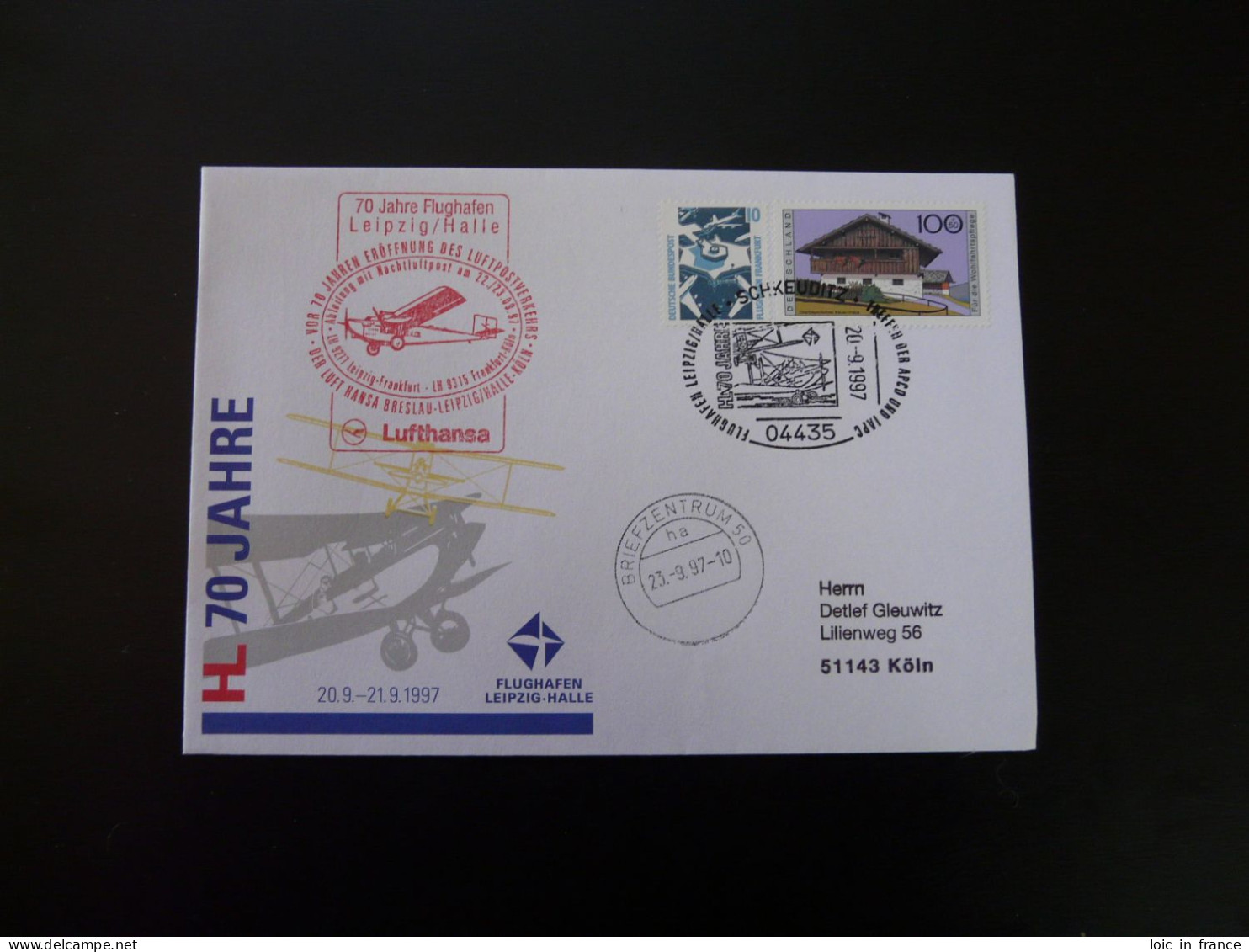 Vol Special Flight Cover 70 Jahre Leipzig Airport JU52 Lufthansa 1997 - Storia Postale