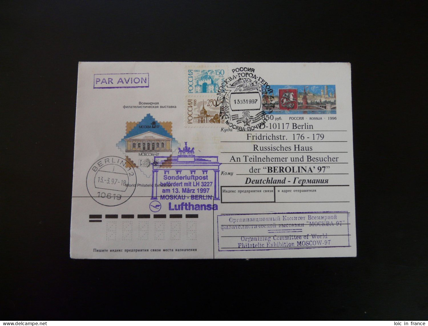 Lettre Vol Special Flight Cover Moscow Berlin Lufthansa Berolina 1997 - Covers & Documents