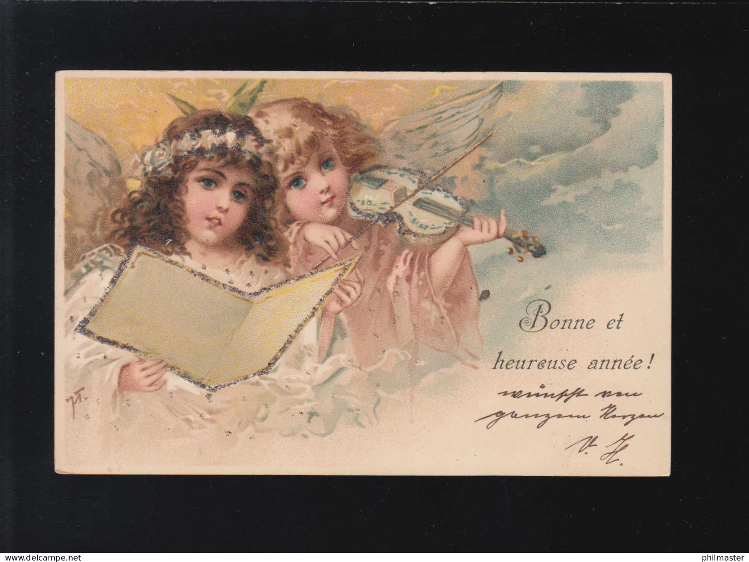 Bonne Et Heureuse Année! Engel Musizieren, Geneve /Lössnitz 28. + 30.12.1900 - Contre La Lumière