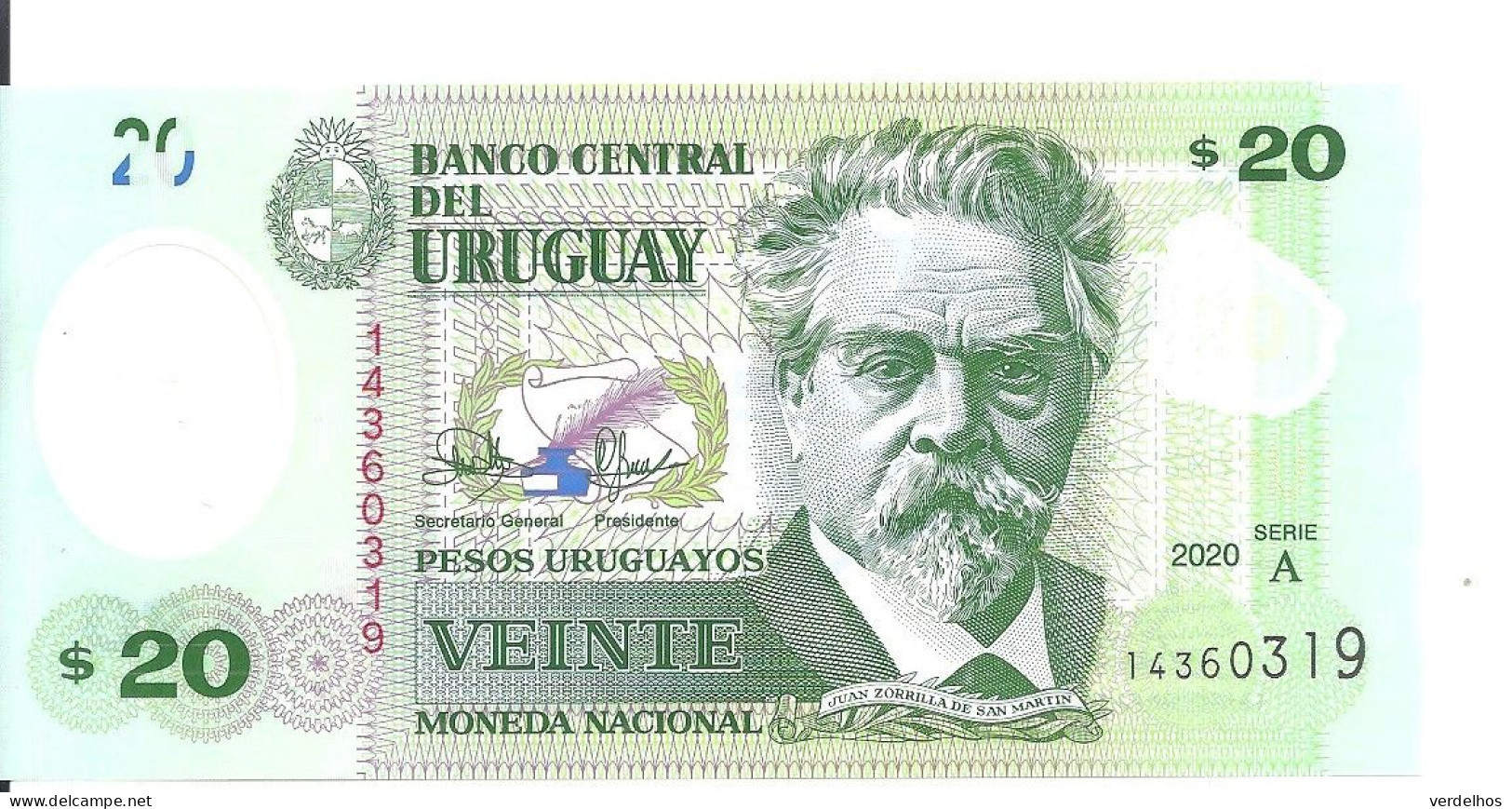 URUGUAY 20 PESOS 2020 UNC P 101 - Uruguay