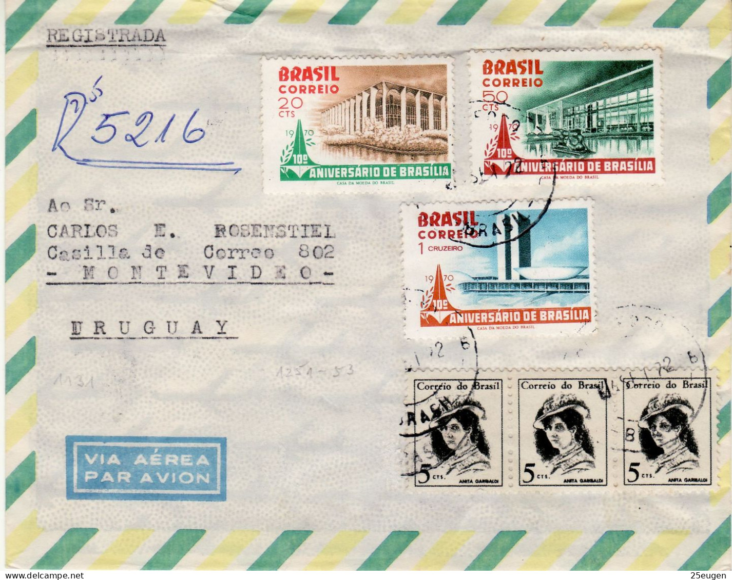 BRAZIL 1972 AIRMAIL R - LETTER SENT FROM RIO DE JANEIRO TO MONTEVIDEO - Lettres & Documents