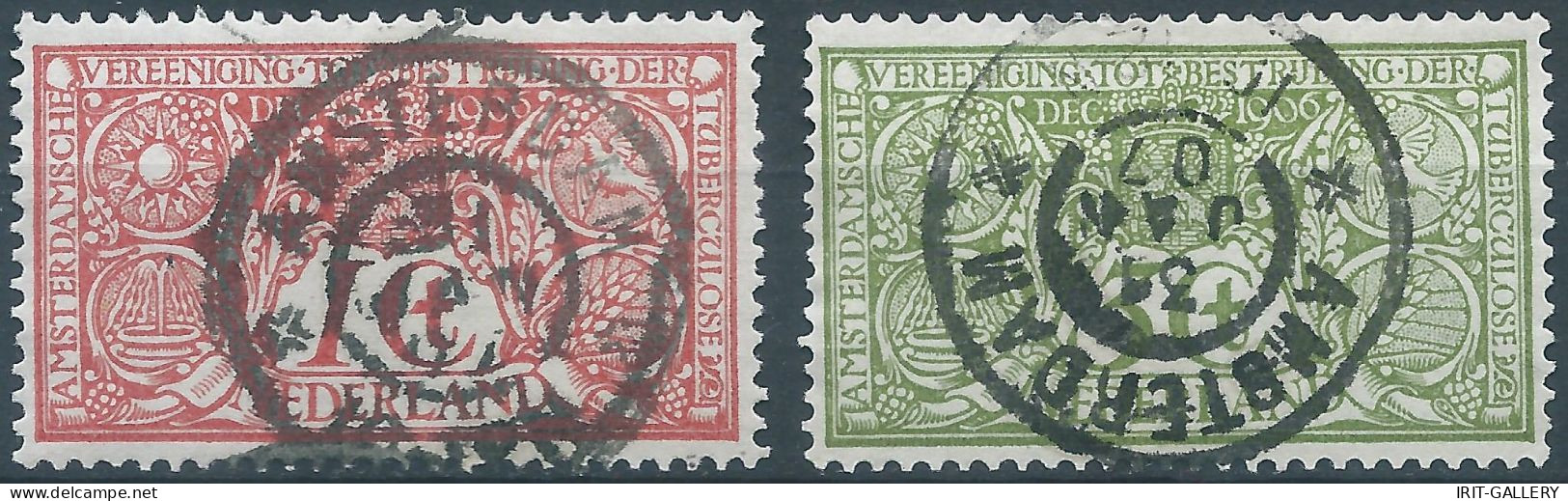 HOLLAND-NETHERLANDS-NEDERLAND,1906 The Struggle Against Tuberculosis,1+(1)C & 3+(3)C,Oblitéré,Value:€30,00 - Usati