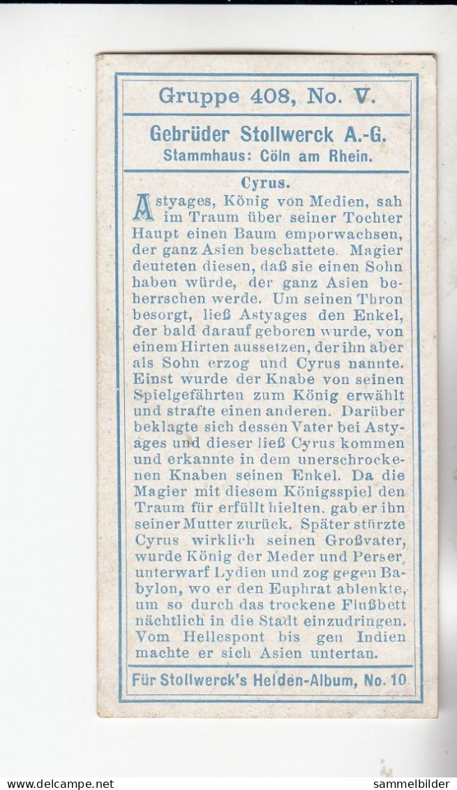 Stollwerck Album No 10 Helden Der Juden Lyder Und Perser Cyrus  Gruppe 408#5 Von 1908 - Stollwerck