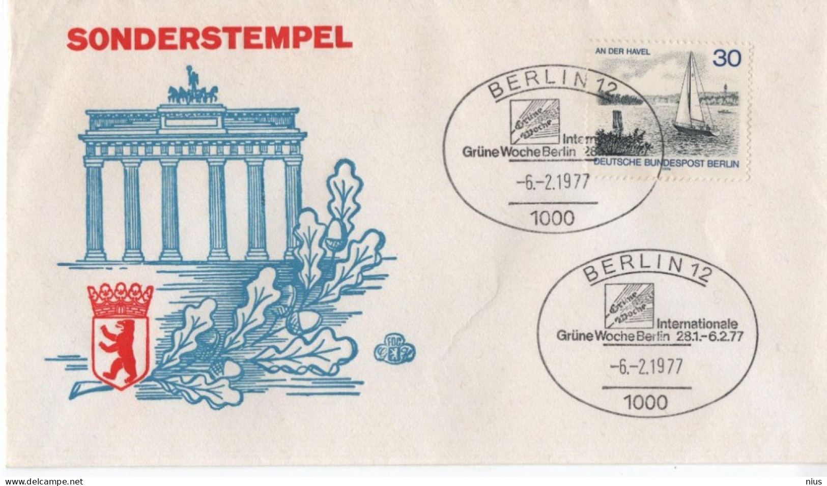 Germany Deutschland 1977 FDC Internationale Grune Woche, Farming Landwirtschaft, Canceled In Berlin - 1971-1980