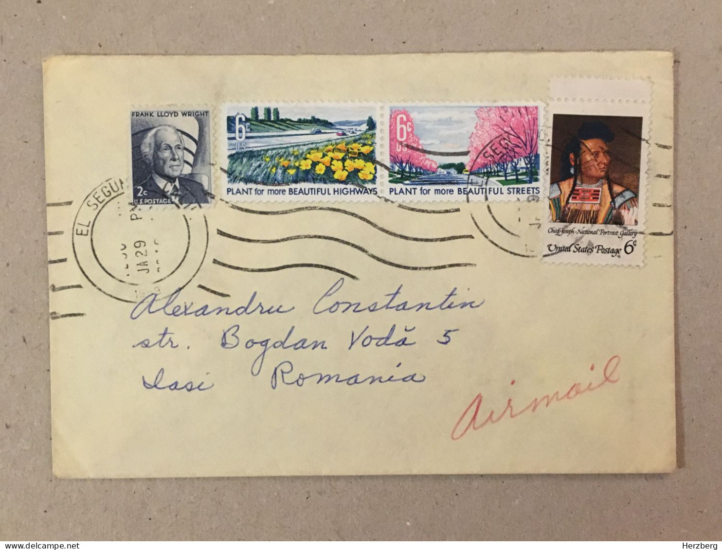 USA Greenville Ohio 1969 Plant For More Beautiful Cities Frank Lloyd Wright Indian Chief Joseph Philatelic Envelope - Lettres & Documents