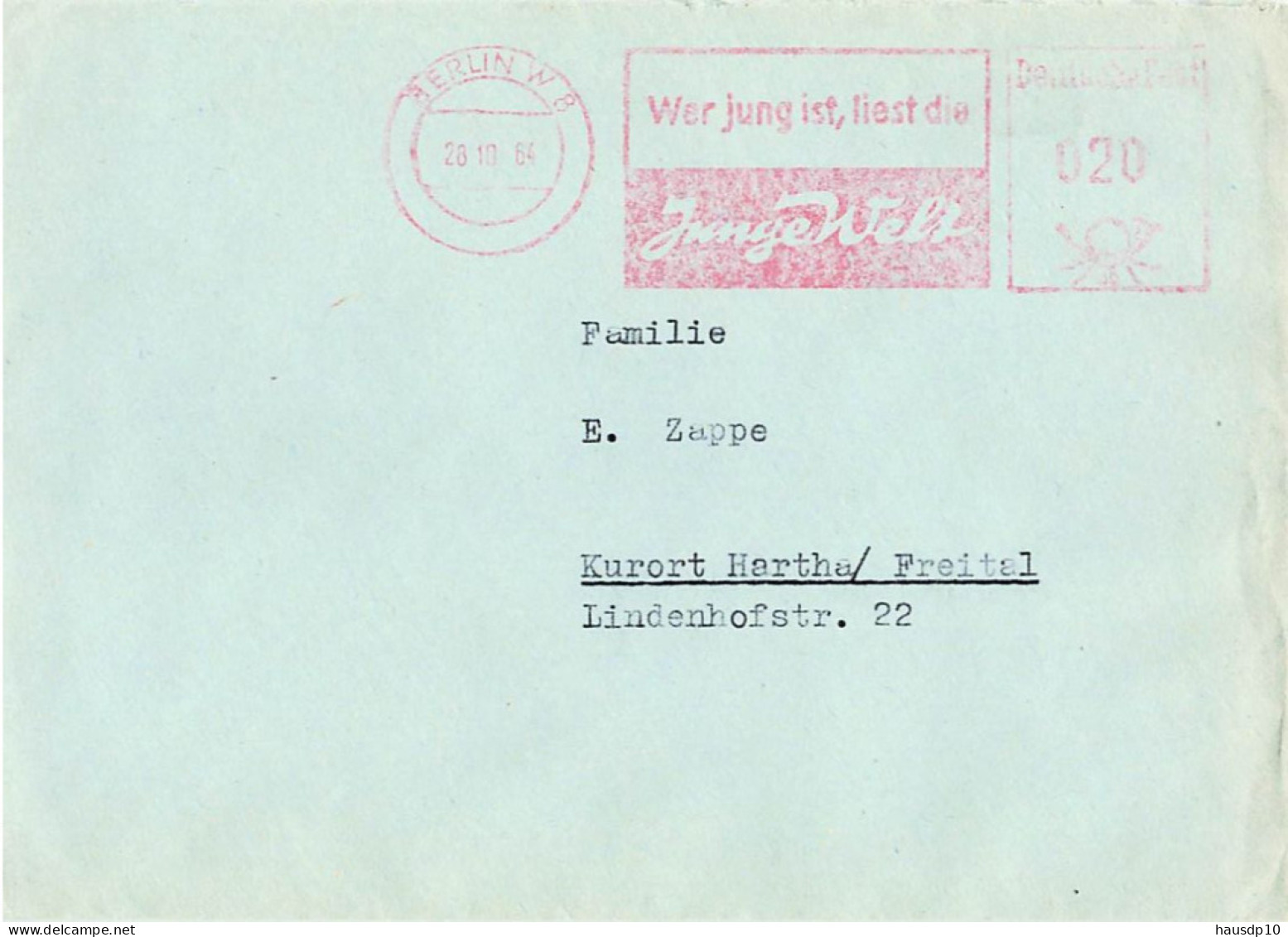 DDR Brief AFS Junge Welt 1964 Berlin - Frankeermachines (EMA)