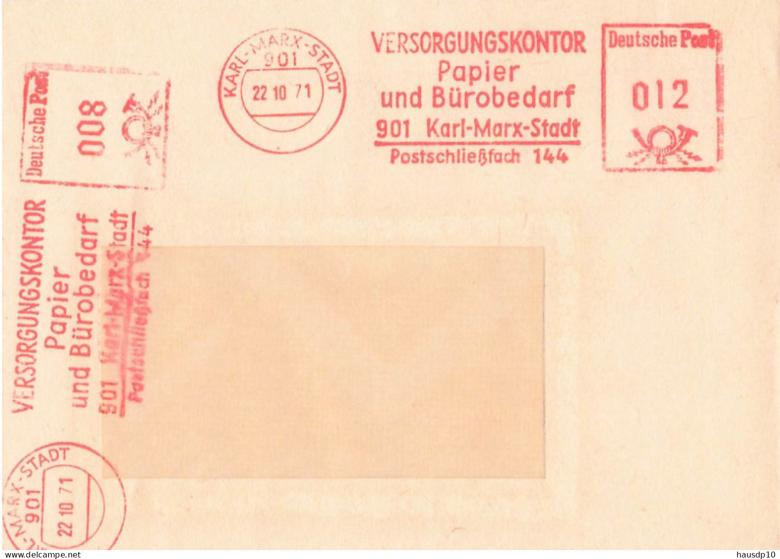 DDR Brief AFS Versorgungskontor Papier Und Bürobedarf Karl Marx Stadt 1971 - Frankeermachines (EMA)