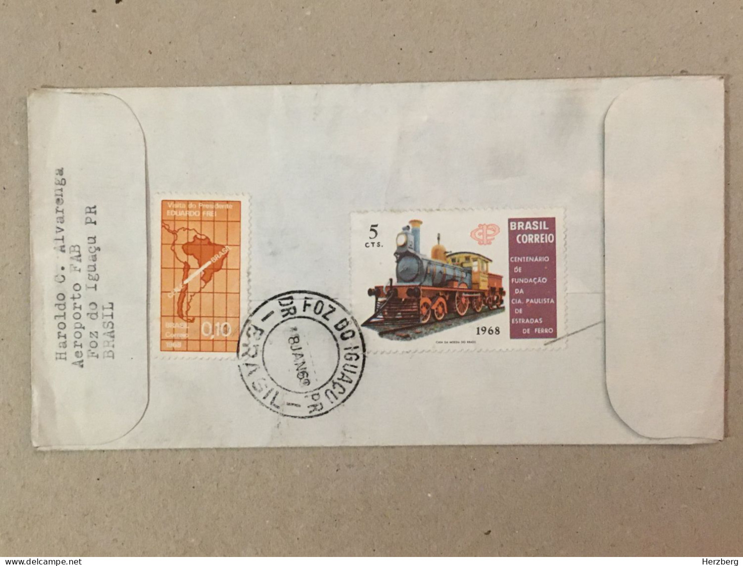 Brasil Brazil 1968 Philatelic Cover Christmas WHO - OMS Zug Caldas Junior Steam Train Blood Donation Railway Chile - Covers & Documents