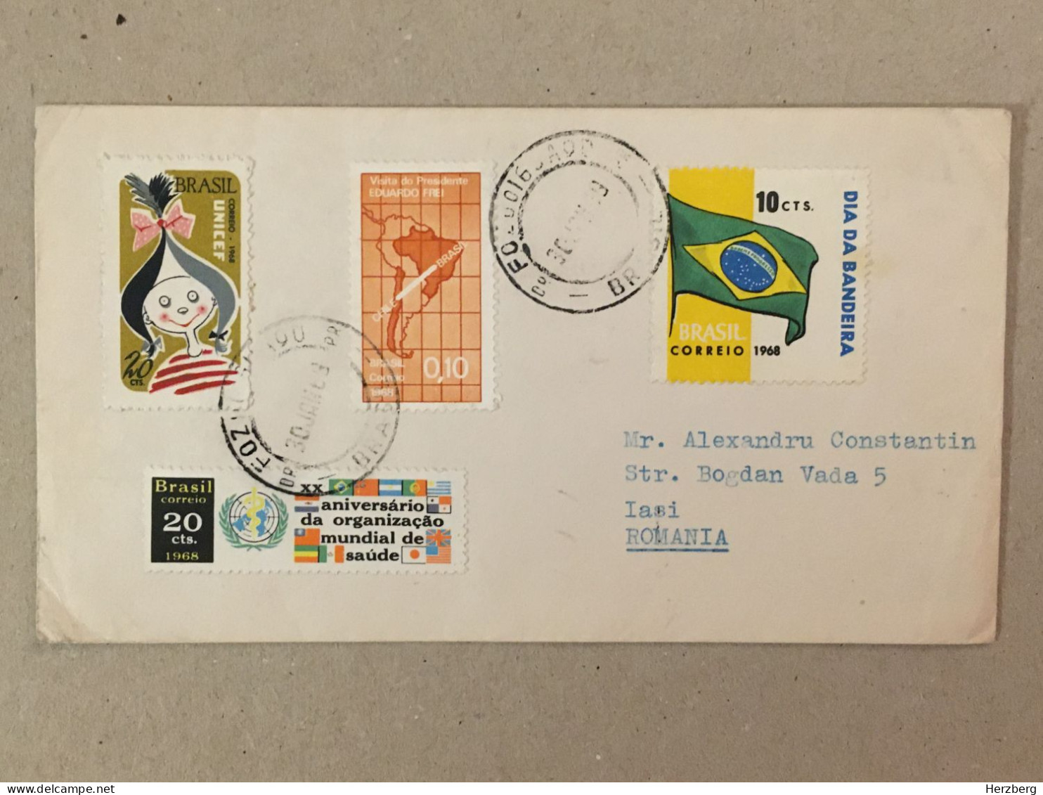 Brasil Brazil 1968 Philatelic Cover UNICEF World Health Organization WHO Steam Train Zug Chemin De Fer Railway Chile - Covers & Documents