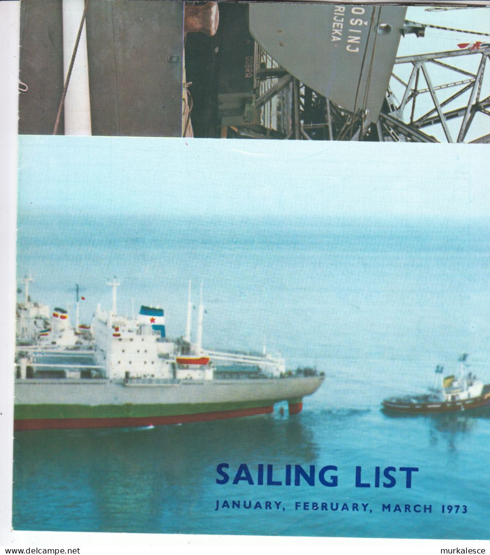 9282  --CROATIA  HRVATSKA   JUGOLINIJA    SAILING  LIST    1973 - Autres & Non Classés